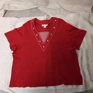 C D  Daniels red with white trim short sleeve size 2X